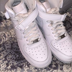 White high top Nike forces